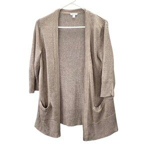 J Jill Love Linen Cardigan Sweater Beige Neutral size XS Pockets